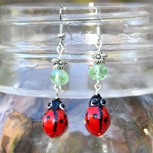 Glass ladybug earrings